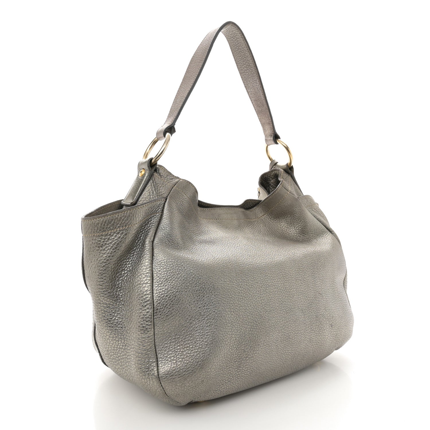 Prada Metallic Vitello Daino Side Pocket Hobo Acciaio 3 of 25