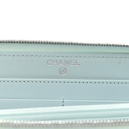 Chanel Caviar Quilted Large Gusset Zip Around Wallet Light Blue 6 of 9