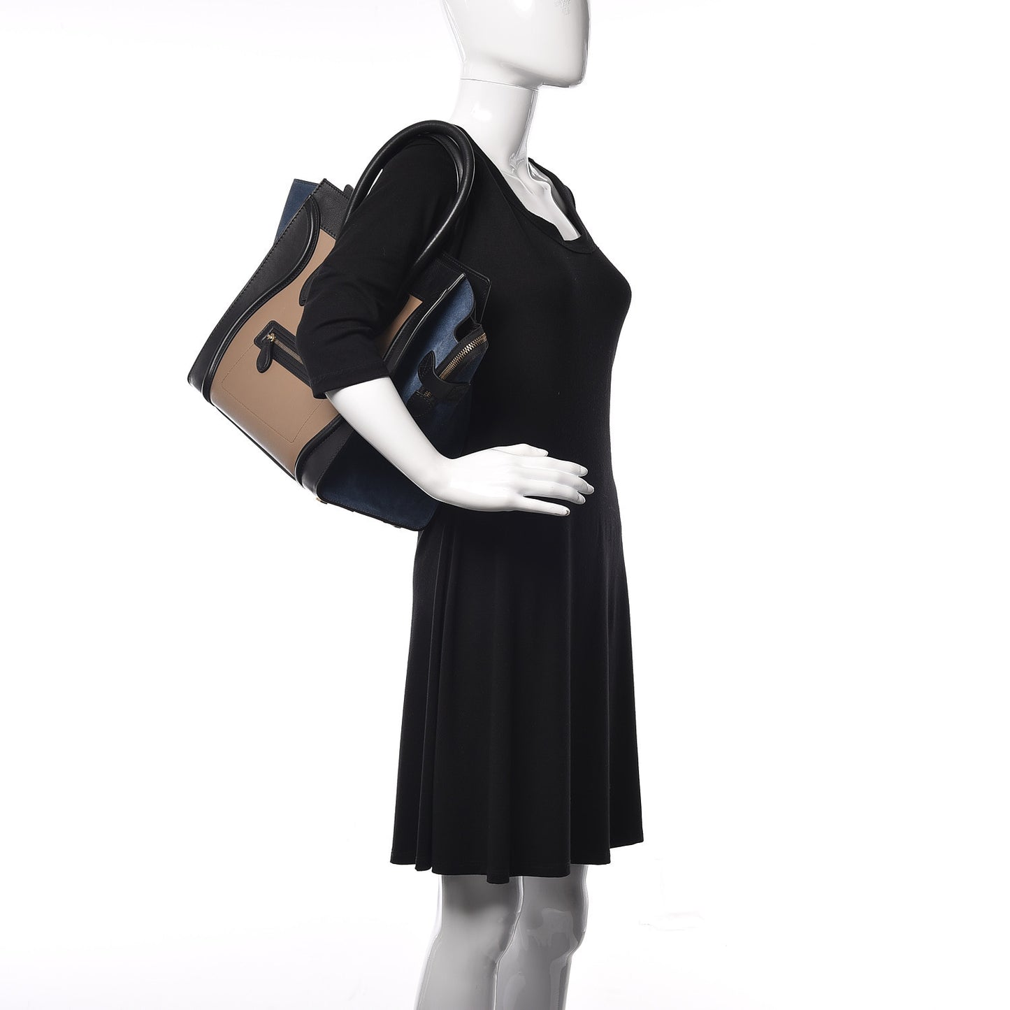 Smooth Calfskin Suede Mini Tri-Color Luggage Beige