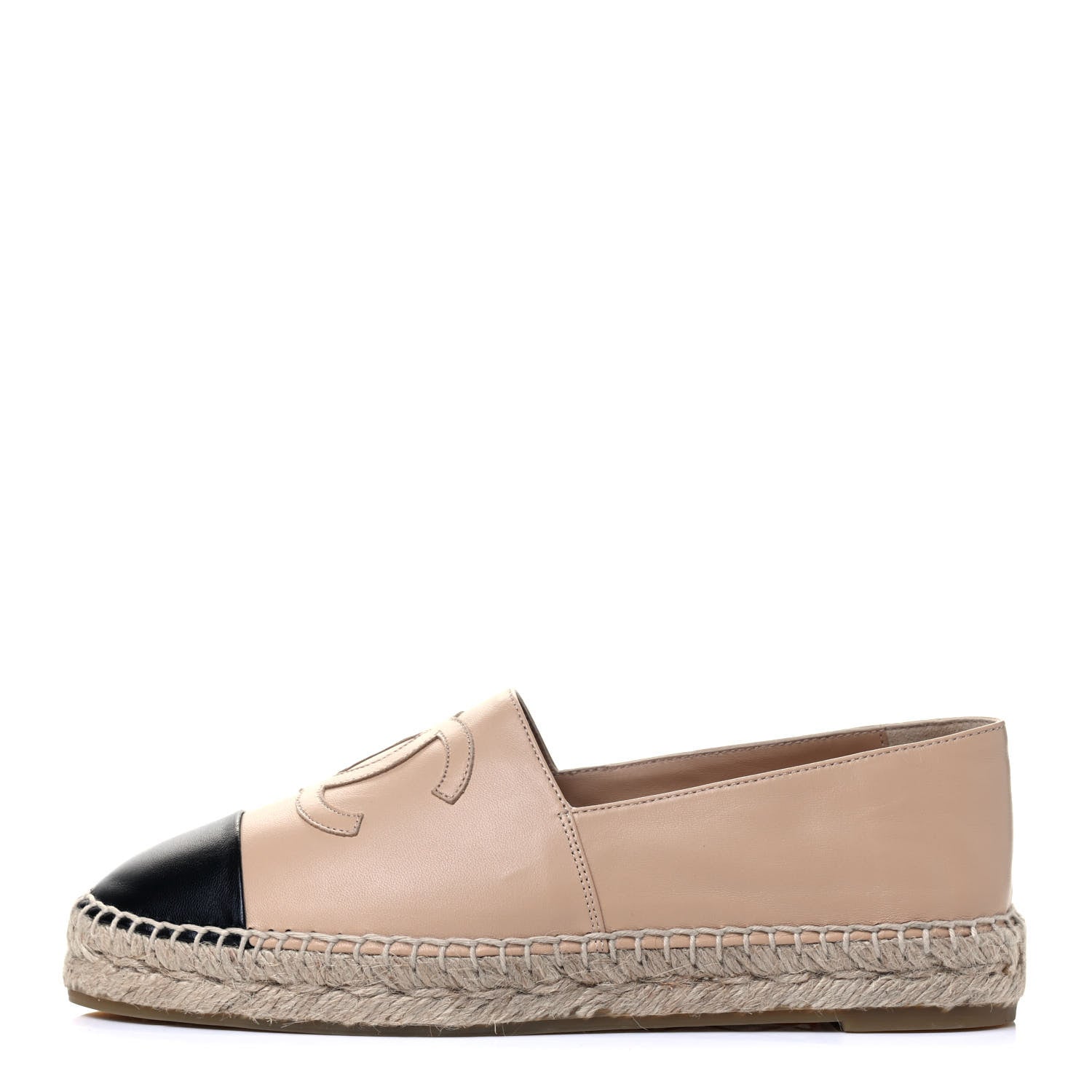 Chanel Lambskin CC Espadrilles 38 Beige Black 1 of 7