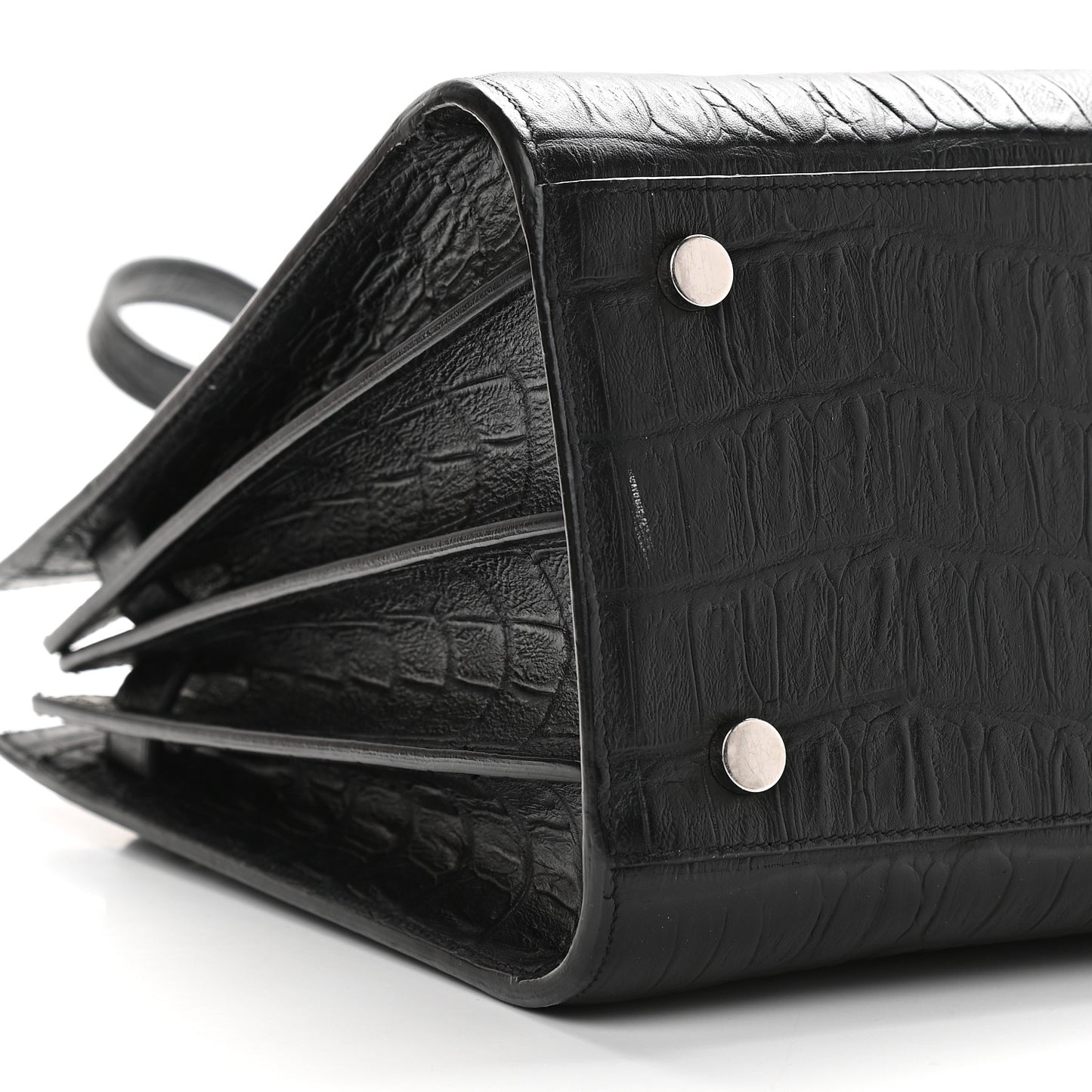 Calfskin Crocodile Embossed Small Sac de Jour Black