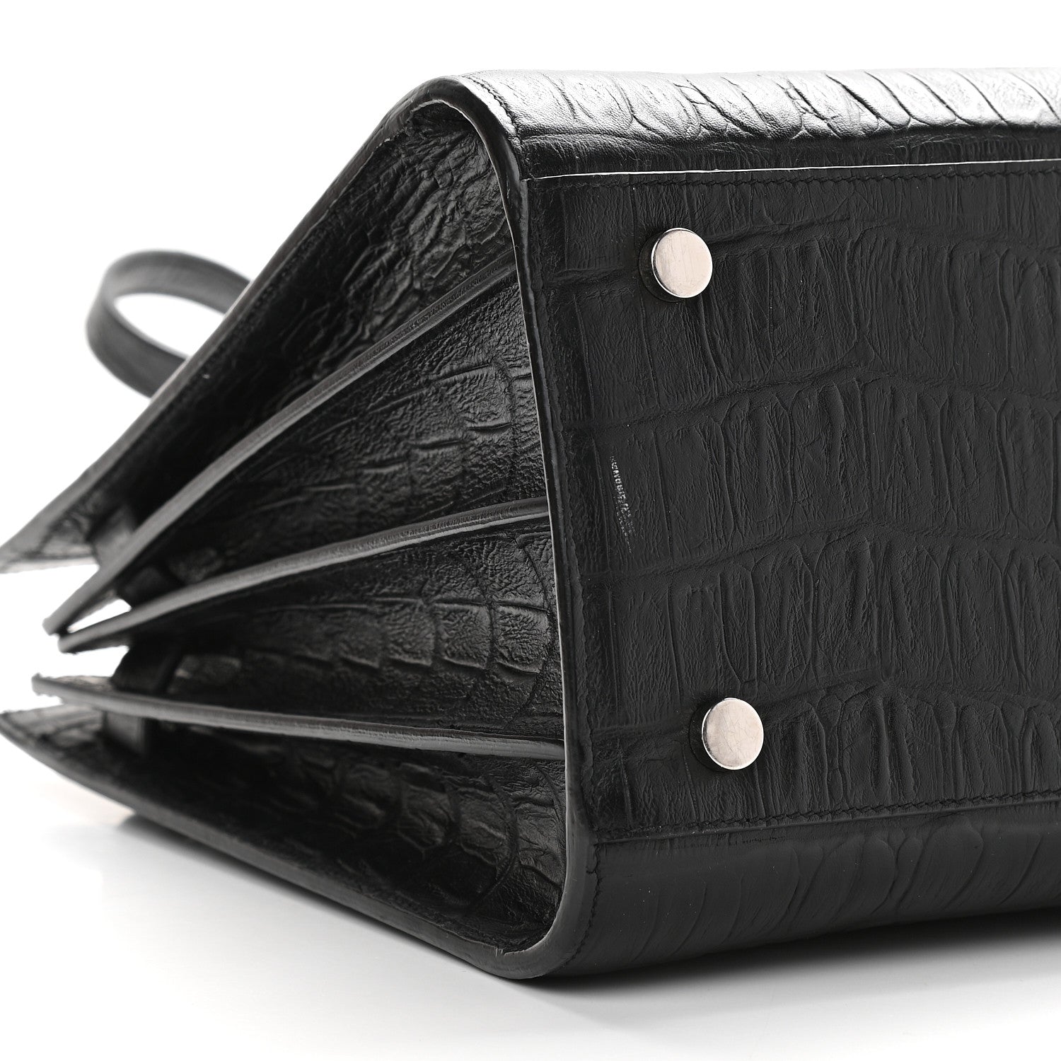 Saint Laurent Calfskin Crocodile Embossed Small Sac de Jour Black 6 of 7