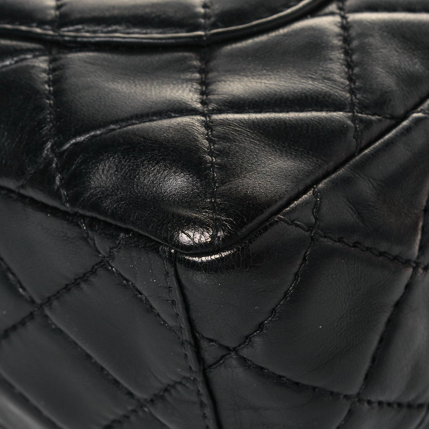 Washed Lambskin Quilted Maxi Single Flap Black