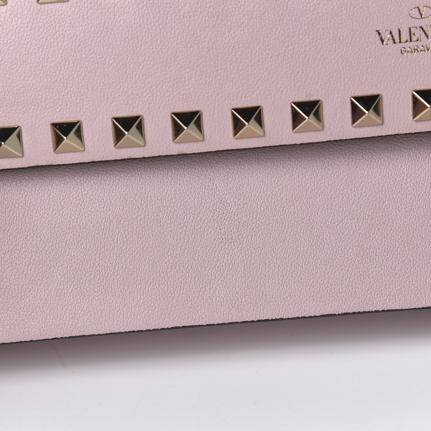 Calfskin Rockstud Side Slip Wristlet Clutch Water Rose