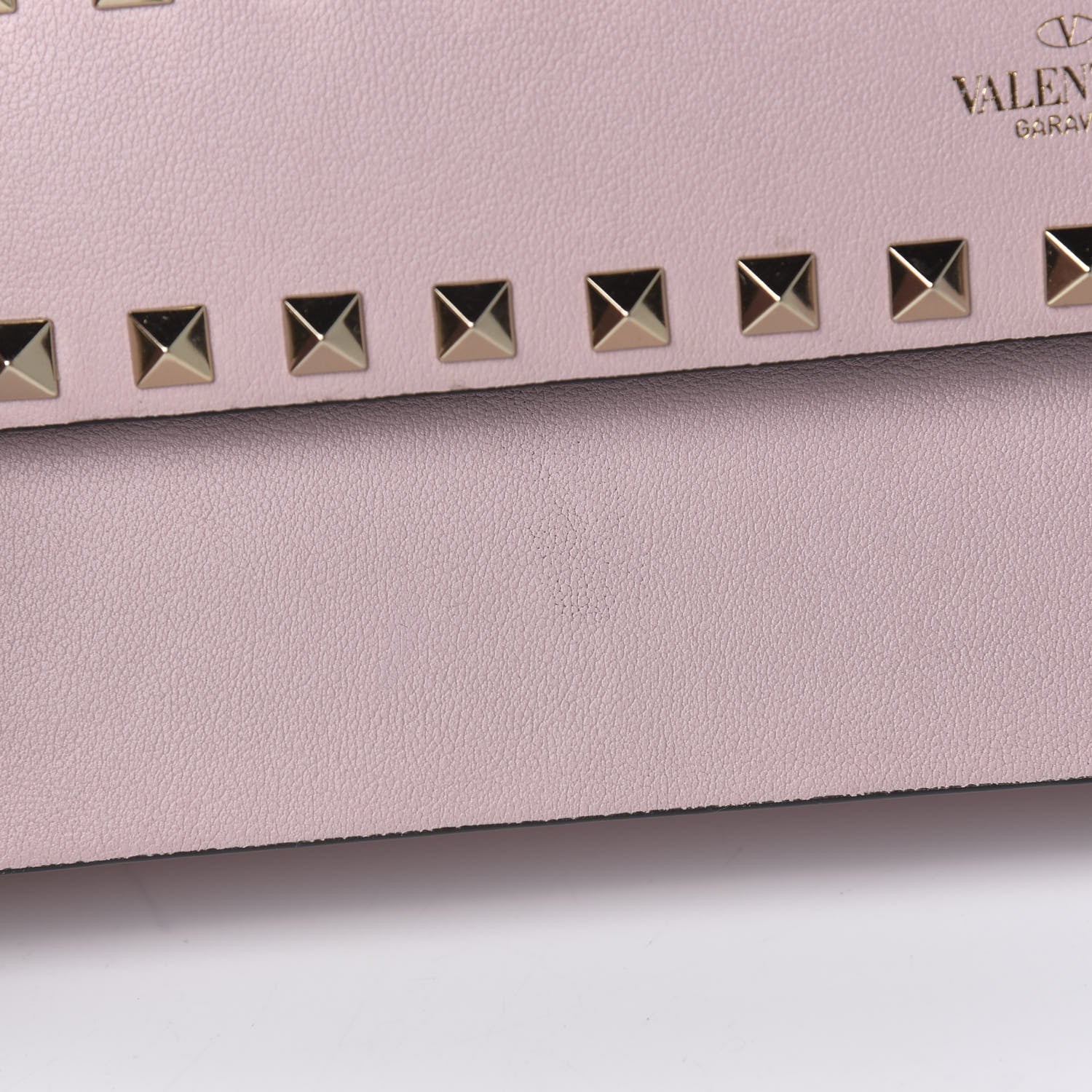 Valentino Garavani Calfskin Rockstud Side Slip Wristlet Clutch Water Rose 8 of 12