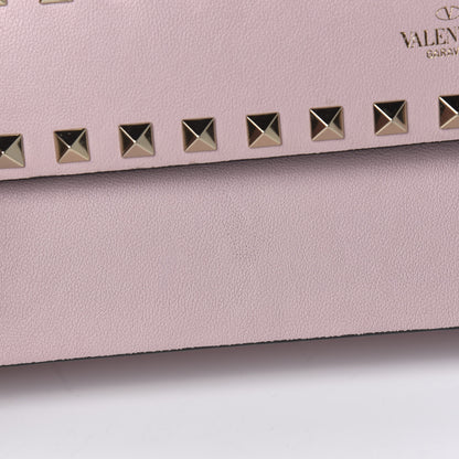 Valentino Garavani Calfskin Rockstud Side Slip Wristlet Clutch Water Rose 8 of 12