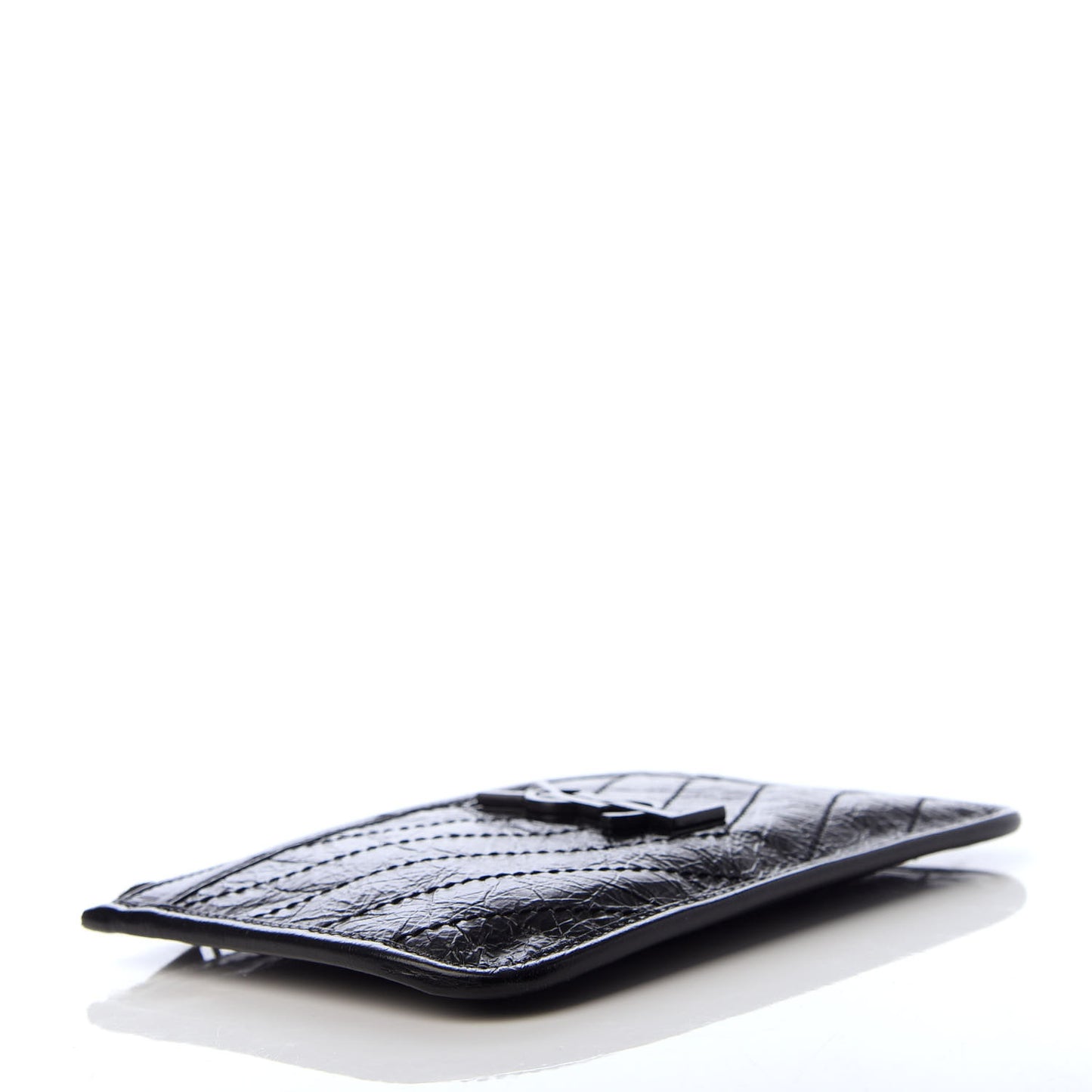 Crinkled Calfskin Matelasse Monogram Niki Bill Pouch Black