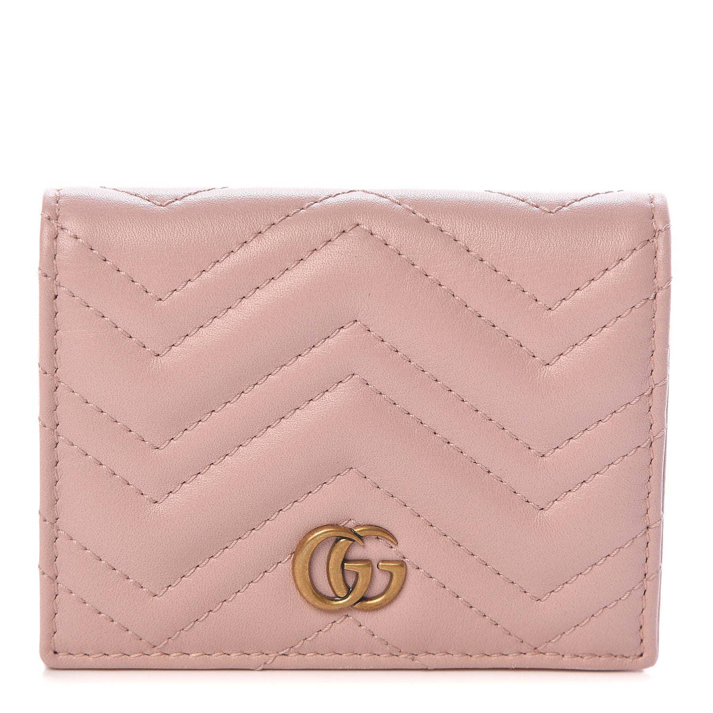 Calfskin Matelasse GG Marmont Card Case Perfect Pink