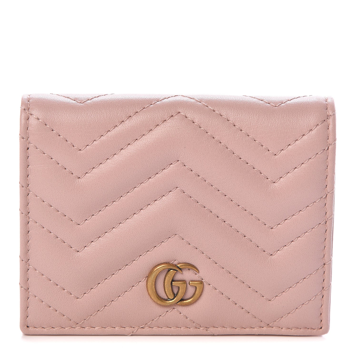 Gucci Calfskin Matelasse GG Marmont Card Case Perfect Pink 1 of 6