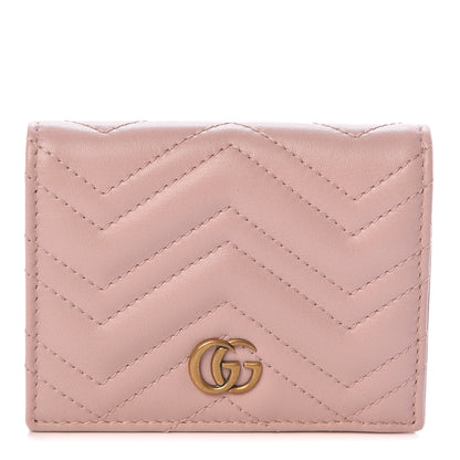 Gucci Calfskin Matelasse GG Marmont Card Case Perfect Pink 1 of 6