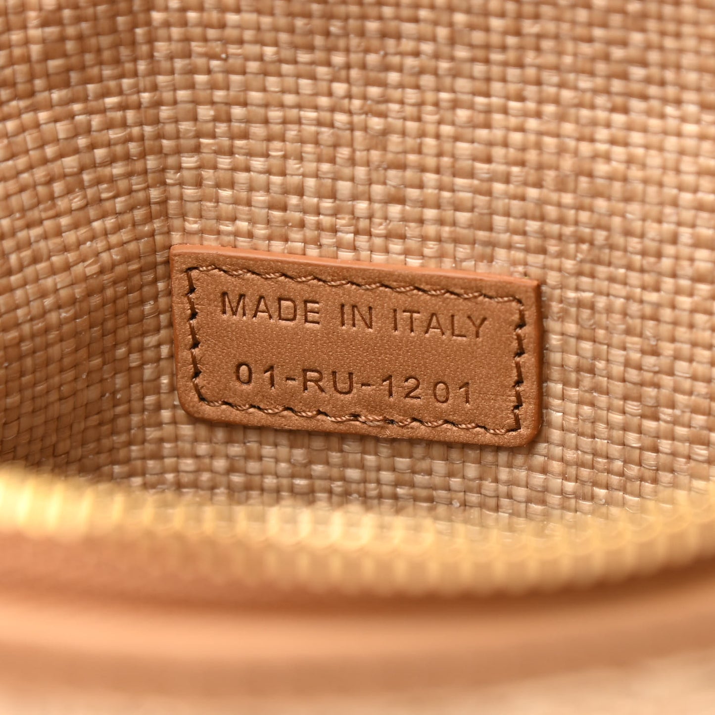Raffia Cannage Medium Caro Daily Zipped Pouch Natural
