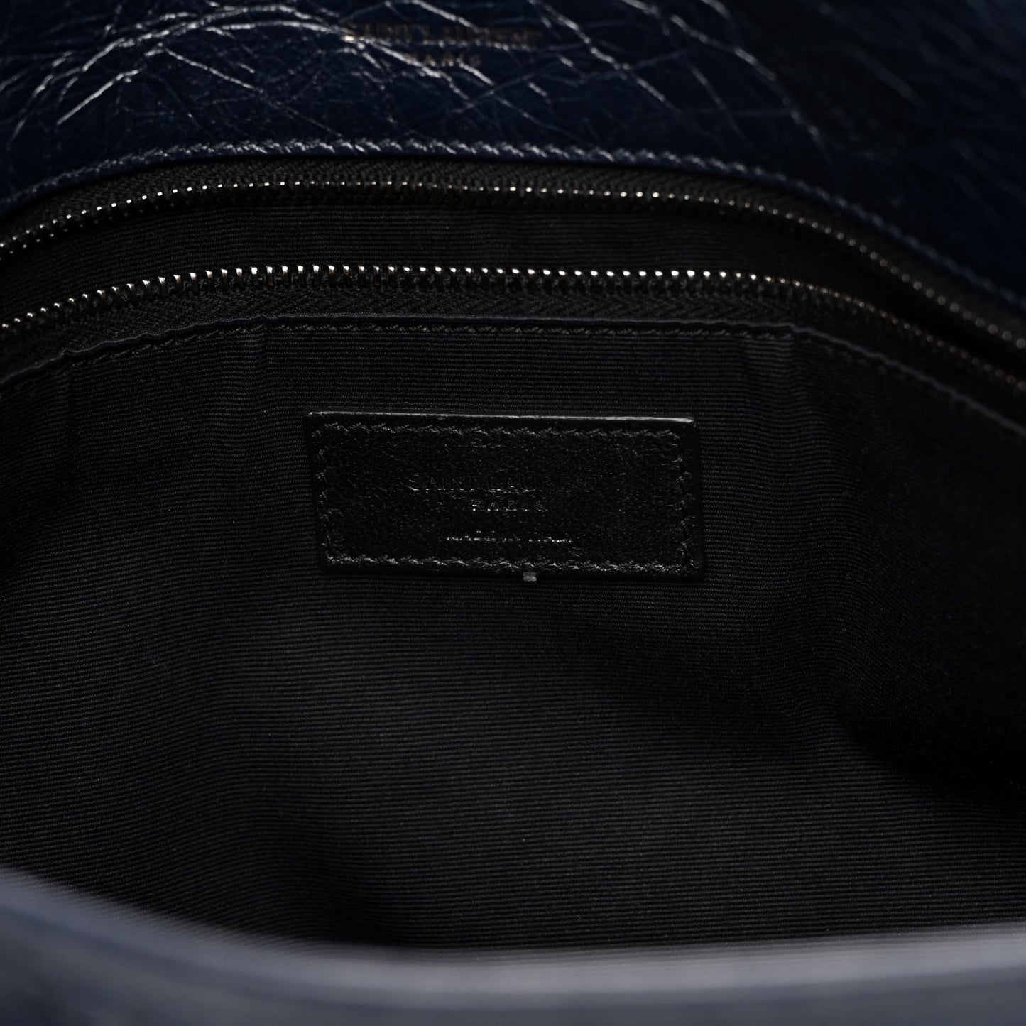 Crinkled Calfskin Matelasse Monogram Large Niki Chain Satchel Deep Marine