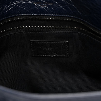 Saint Laurent Crinkled Calfskin Matelasse Monogram Large Niki Chain Satchel Deep Marine 6 of 9