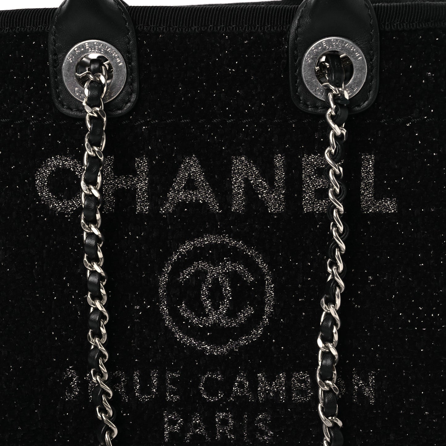 Lurex Canvas Mini Deauville Tote Black