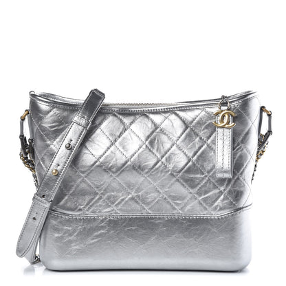 Chanel Metallic Lambskin Calfskin Quilted Medium Gabrielle Hobo Silver 1 of 10