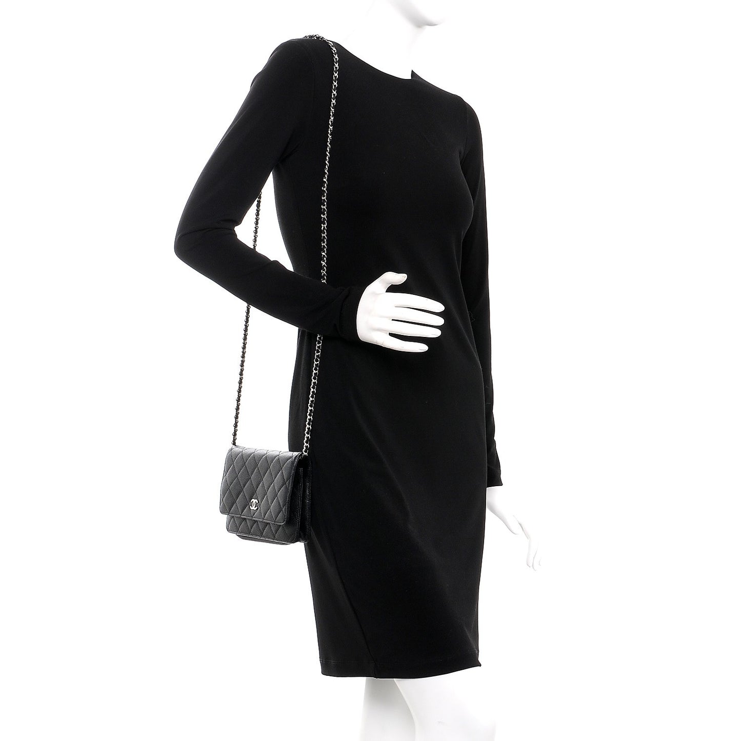 Caviar Quilted Wallet On Chain WOC Black