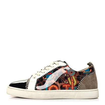 Christian Louboutin Calfskin Mens Louis Junior Spikes Orlato Flat Sneakers 42 Black Multi 1 of 8