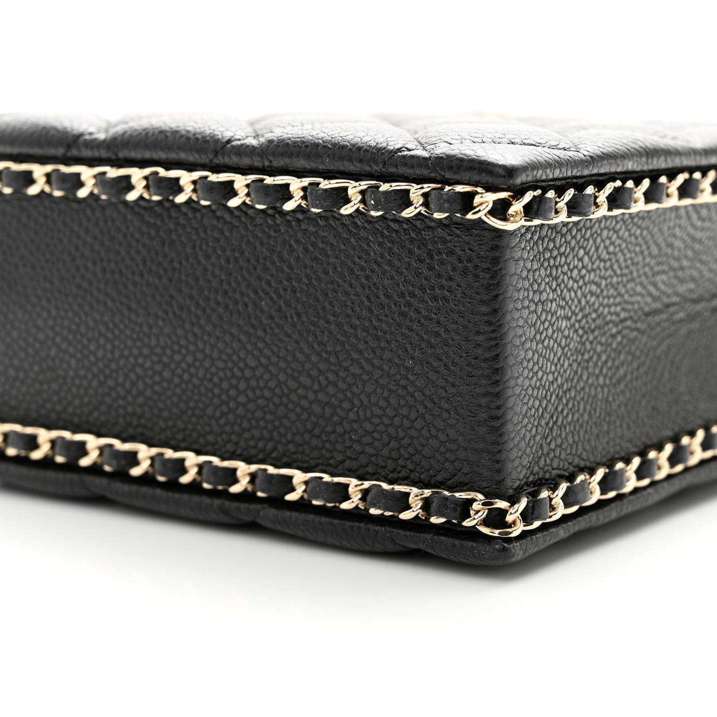 Caviar Quilted Evening Box Bag Black