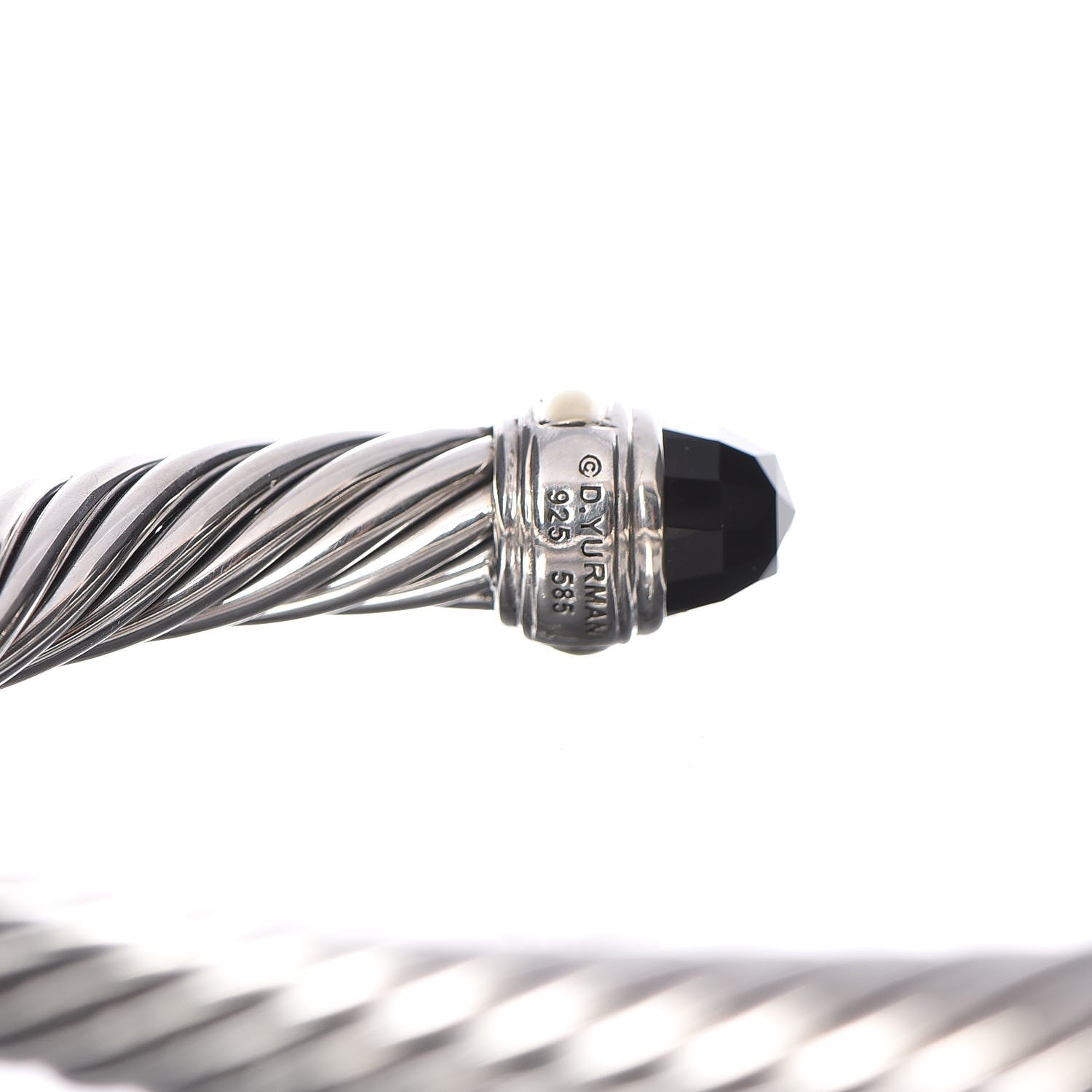 David Yurman Sterling Silver 14K Yellow Gold Black Onyx 5mm Cable Classics Bracelet 5 of 5