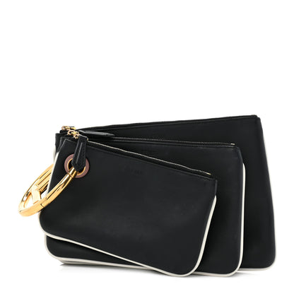 Fendi Vitello Century Opaco F is Fendi Bi-Color Triplette Pouch Set Black 1 of 15