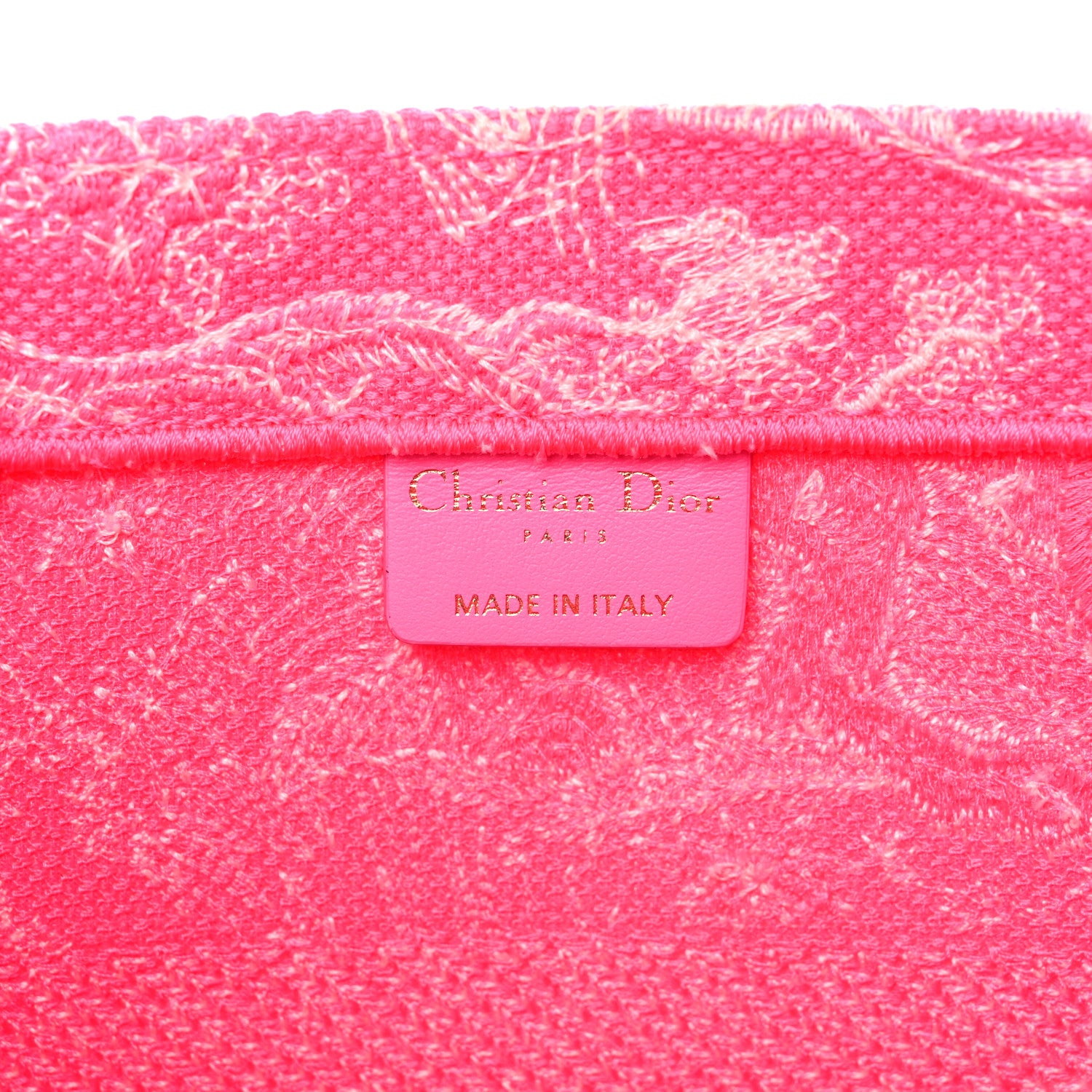 Christian Dior Canvas Embroidered Medium Toile De Jouy Reverse Book Tote Fluorescent Pink 5 of 17