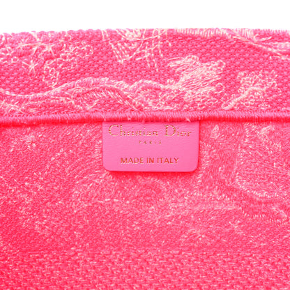 Christian Dior Canvas Embroidered Medium Toile De Jouy Reverse Book Tote Fluorescent Pink 5 of 17