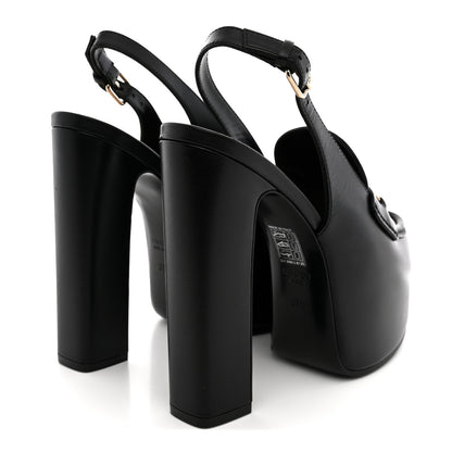 Gucci Calfskin Horsebit Platform 70/160mm Slingback Mules 37.5 Black 5 of 10