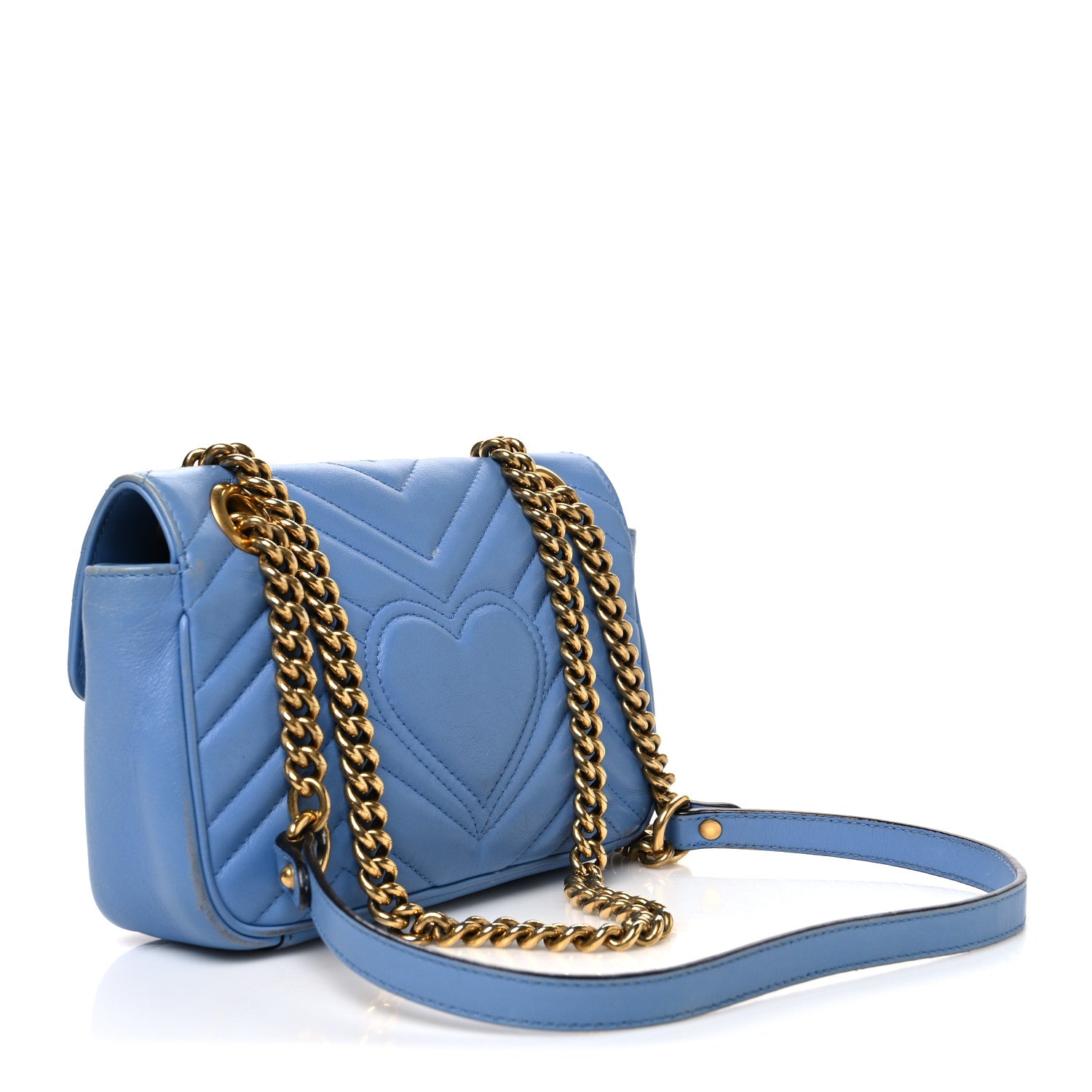 Gucci Calfskin Matelasse Mini GG Marmont Shoulder Bag Clear Sky
