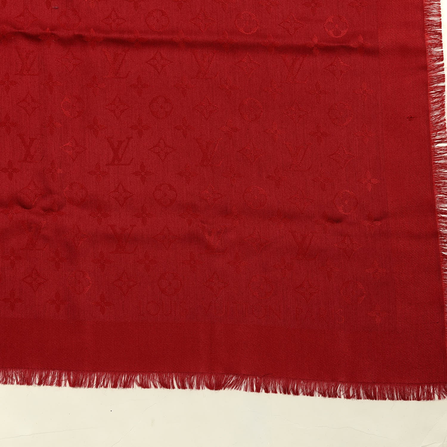 Louis Vuitton Silk Wool Monogram Shawl Pomme D'Amour 2 of 3