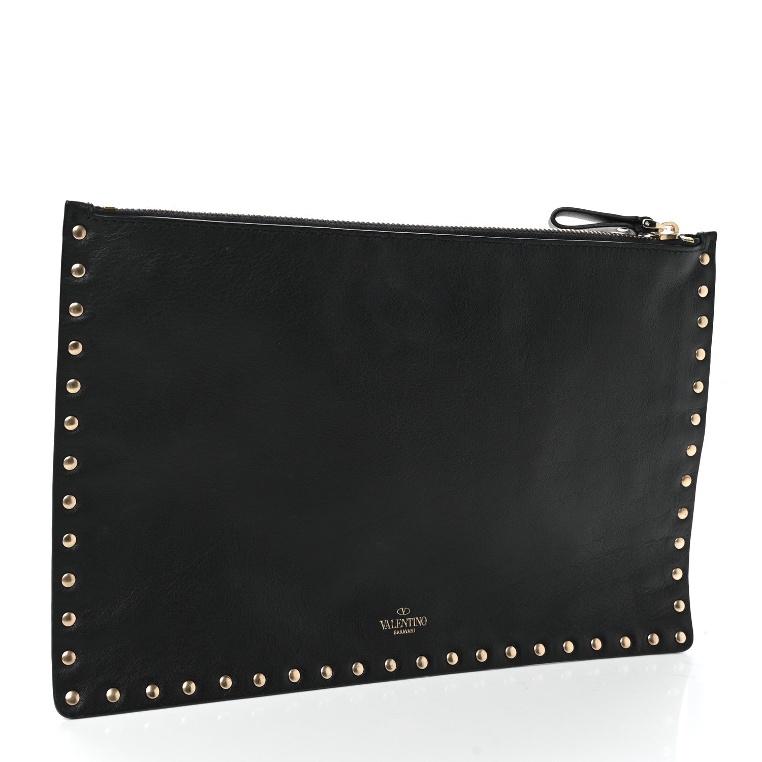 Valentino Garavani Vitello Large Rockstud Zip Pouch Black 3 of 7