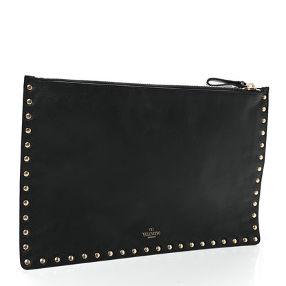 Valentino Garavani Vitello Large Rockstud Zip Pouch Black 3 of 7