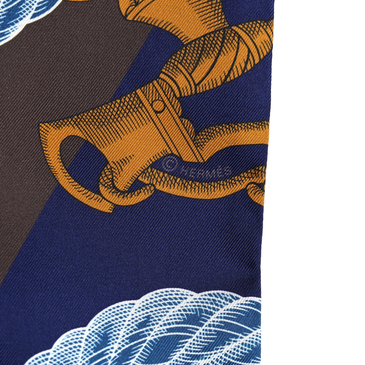 Silk Maxi Della Cavalleria Twilly Indigo Gold Marron