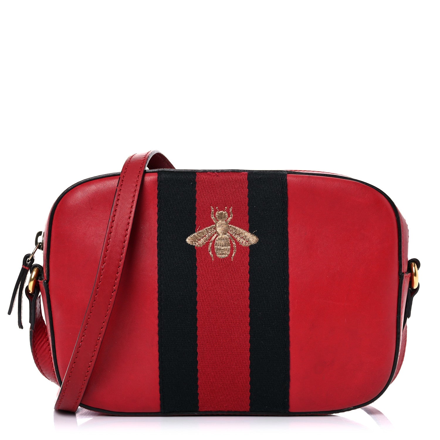 Gucci Calfskin Web Small Webby Bee Shoulder Bag Red 1 of 35