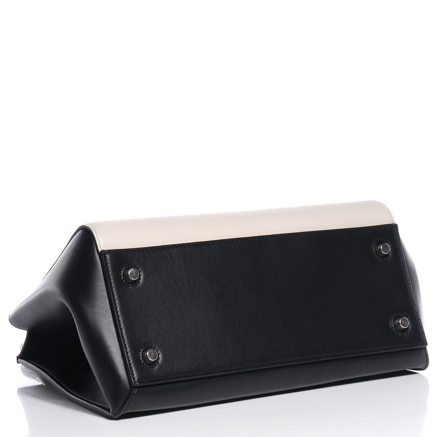 Celine Textured Calfskin Small Bi-Color Edge Shoulder Bag Black Cream 4 of 7