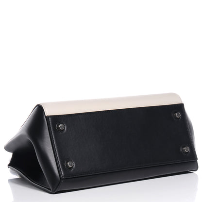 Celine Textured Calfskin Small Bi-Color Edge Shoulder Bag Black Cream 4 of 7