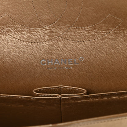 Chanel Metallic Washed Lambskin Quilted Jumbo Double Flap Dark Gold Black 6 of 15