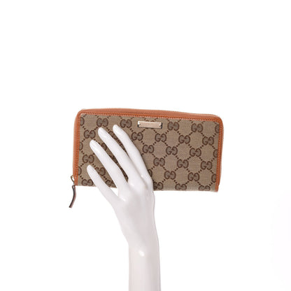 Gucci Monogram Metal Bar Zip Around Wallet Tan 2 of 8