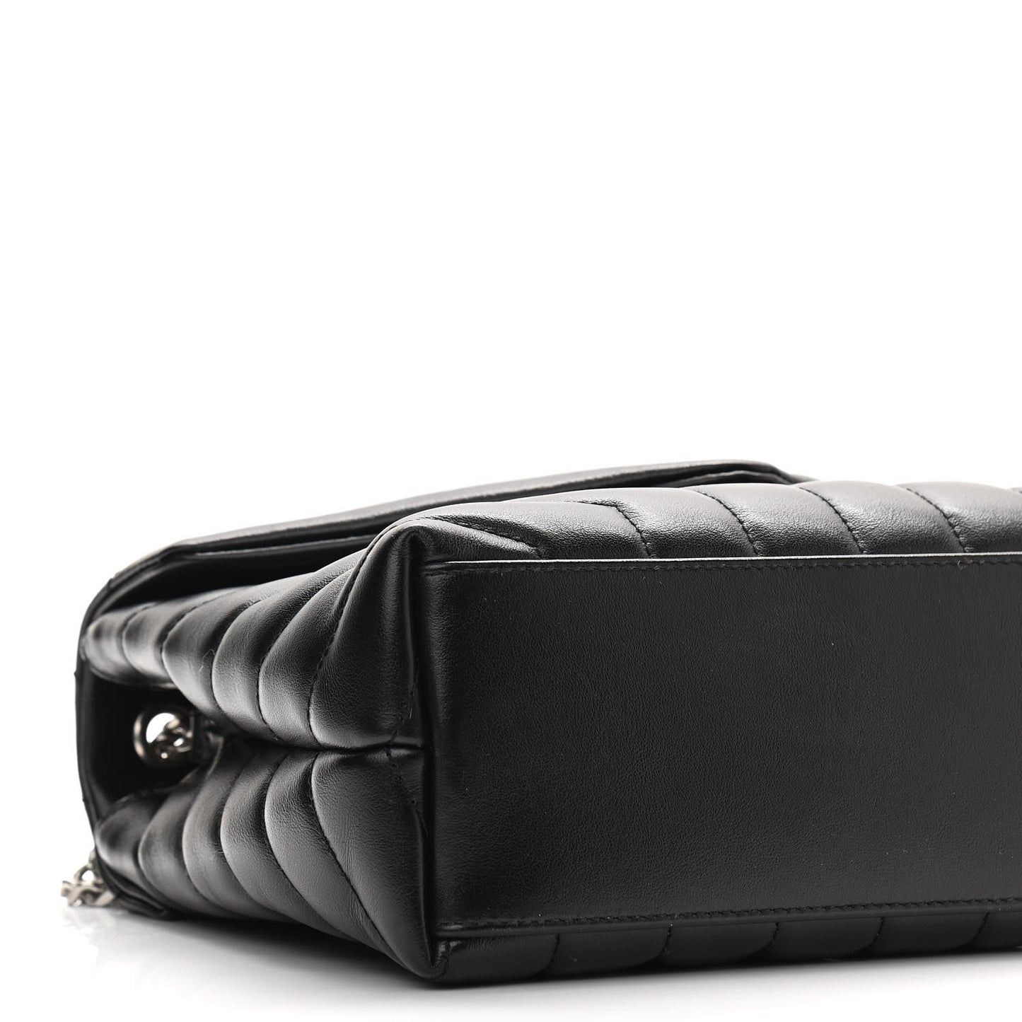Calfskin Y Quilted Monogram Small Loulou Chain Satchel Black