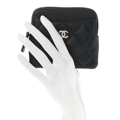 Chanel Caviar Quilted Zip Card Holder Wallet Black 2 of 8