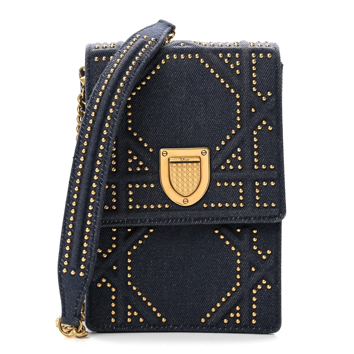 Christian Dior Denim Studded Vertical Diorama Blue 1 of 12