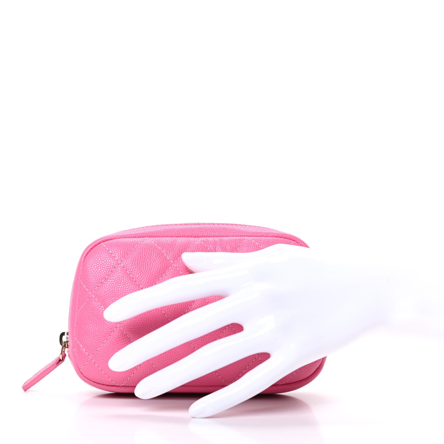 Chanel Caviar Quilted Small Curvy Pouch Cosmetic Case Pink 2 of 10