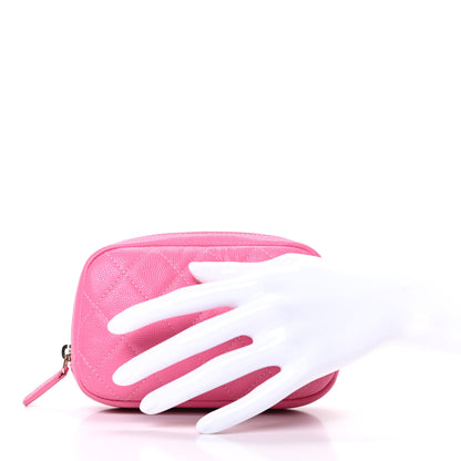 Chanel Caviar Quilted Small Curvy Pouch Cosmetic Case Pink 2 of 10