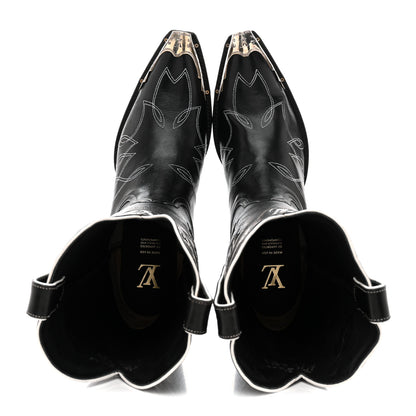 Louis Vuitton Calfskin LV Texan Mens Rider Boots 10.5 Black Silver 2 of 10