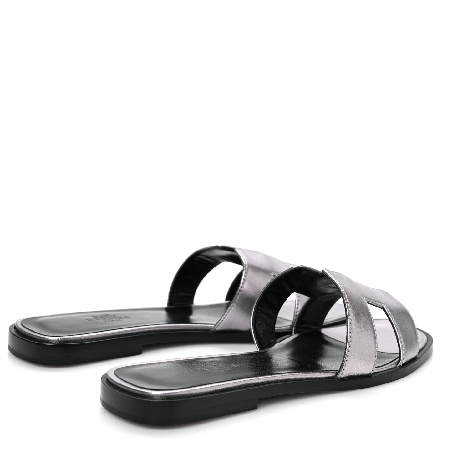 Metallic Nappa Oran Sandals 36 Gris Argente