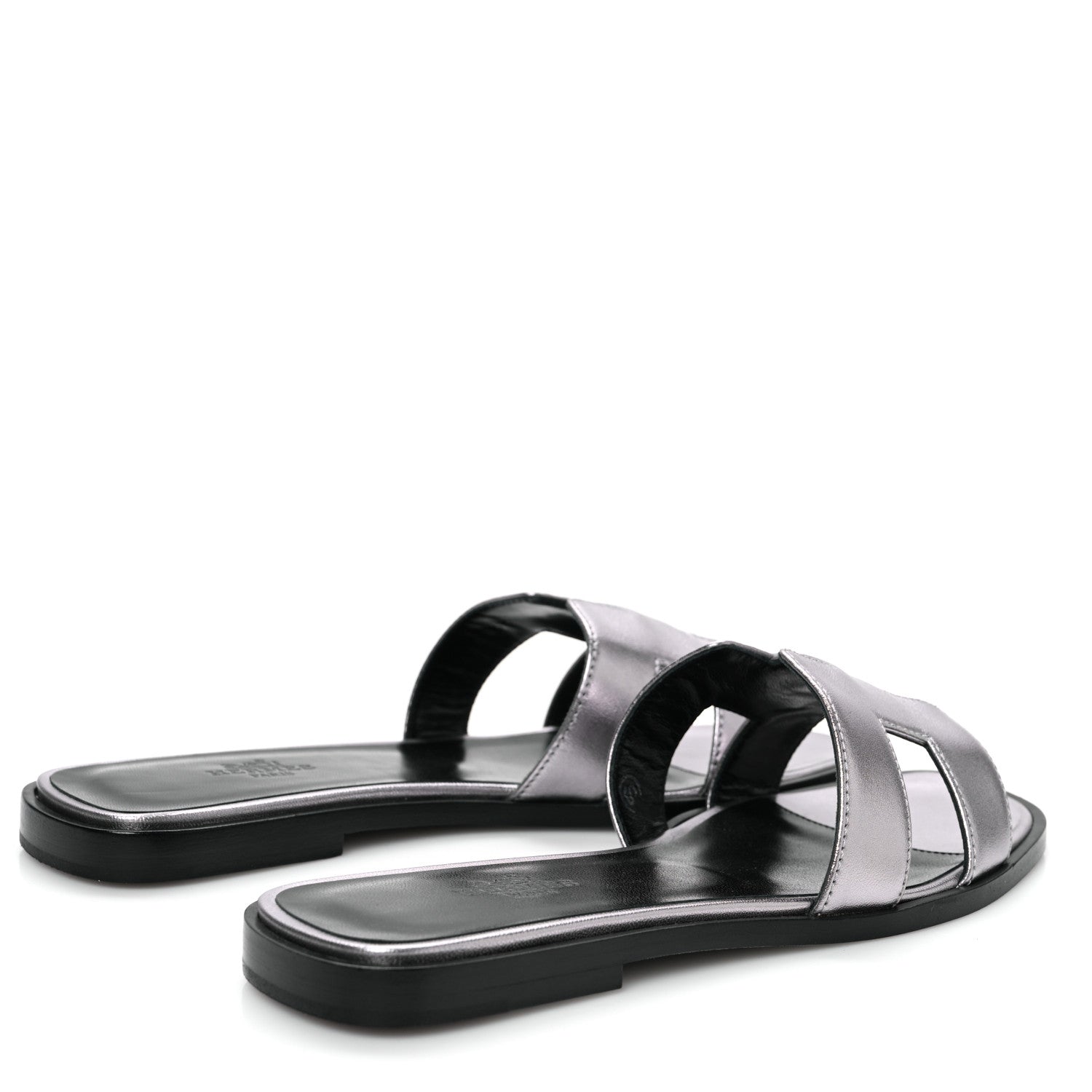 Hermes Metallic Nappa Oran Sandals 36 Gris Argente 5 of 10
