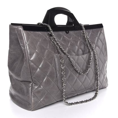Chanel Glazed Calfskin Quilted Large CC Delivery Tote Grey 3 of 7