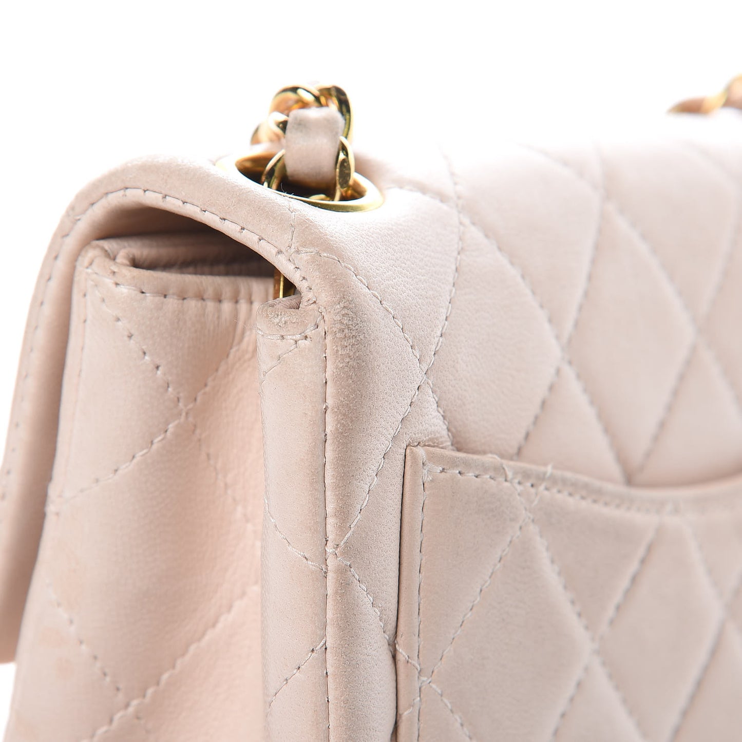 Lambskin Quilted Mini Square Flap Beige