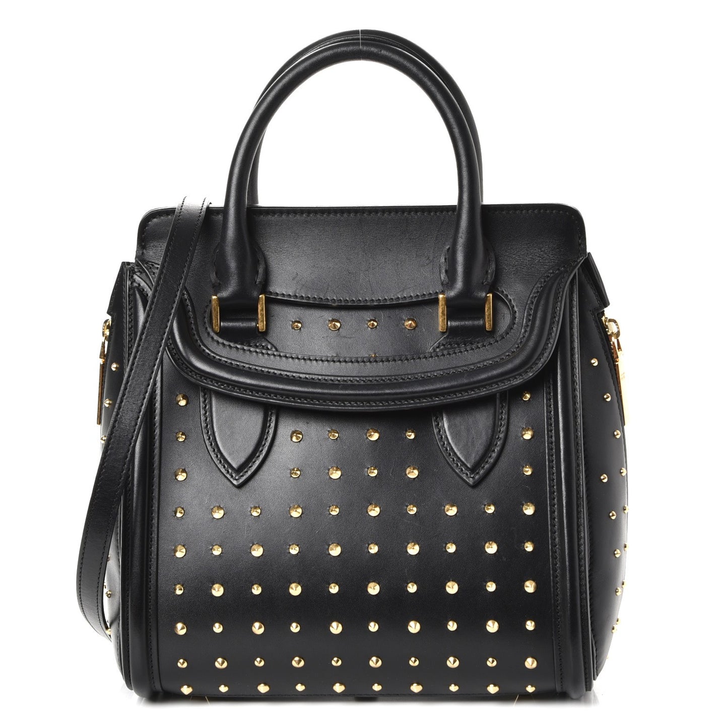 Calfskin Studded Small Heroine Black