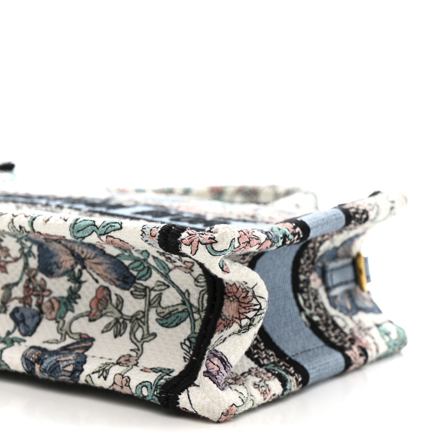 Christian Dior Canvas Embroidered Butterfly Mini Book Tote With Strap White Multicolor 10 of 15