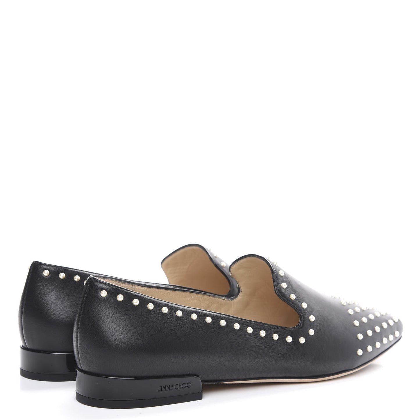 Nappa Pearl Studded Jaida Flat Loafer 39.5 Black